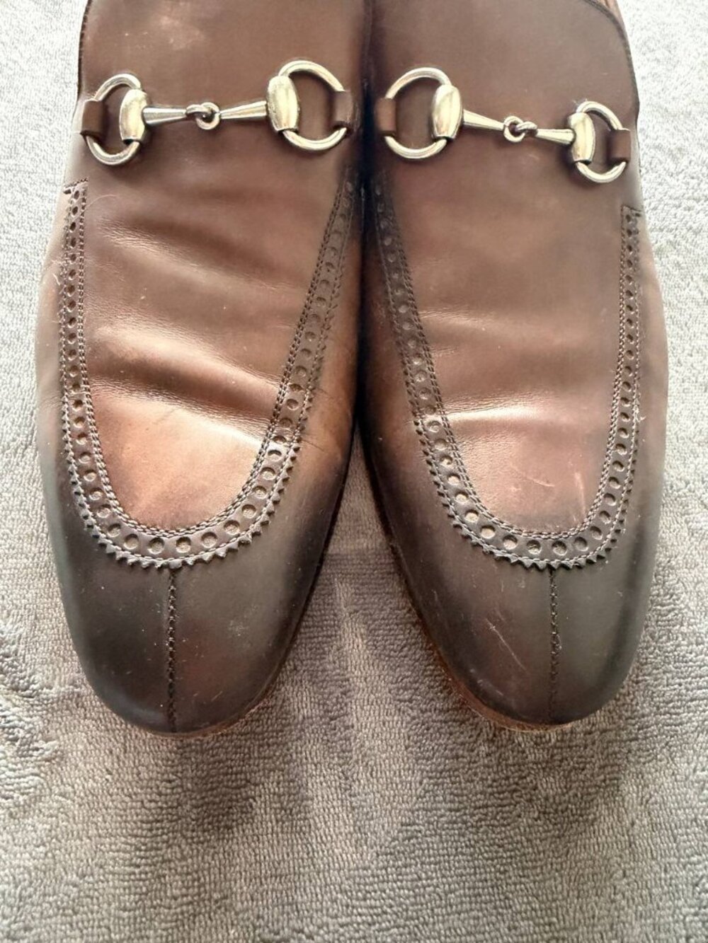 Gucci Horsebit Loafers Men 8 Brown Leather Dress Shoes Italy Slip-On Snaffle - Picture 5 of 14